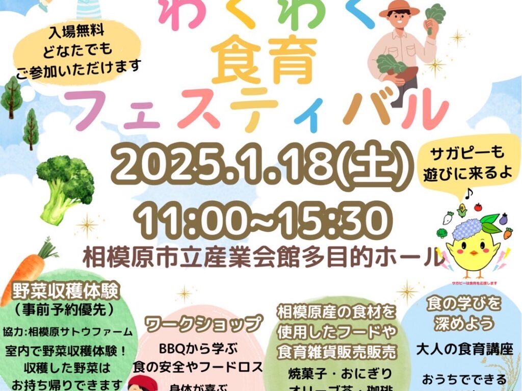 2025年1月18日(土)産業会館多目的ホールにて「さがみはらわくわく食育フェスティバル」が開催されます！