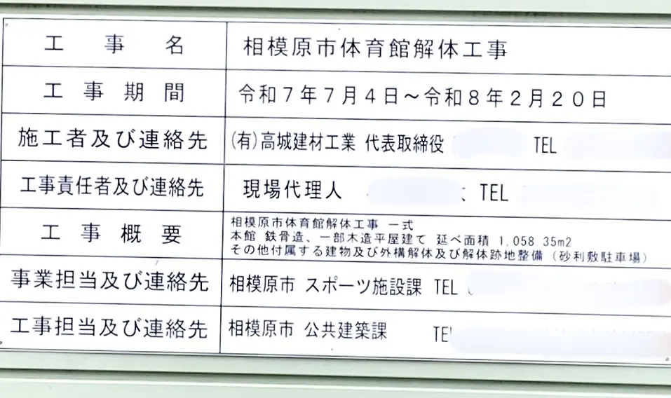 【相模原市中央区】2025年3月末をもって閉館した市役所近くの「相模原市体育館」の解体作業が開始されています
